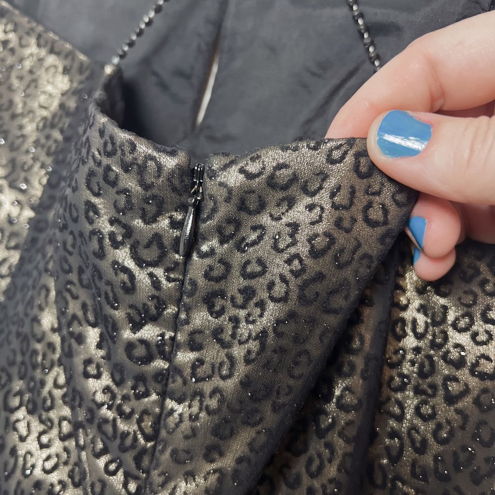Vintage Reggio Size 8 Metallic Leopard Print Maxi Dress Gold Black Formal Prom - Picture 4 of 7